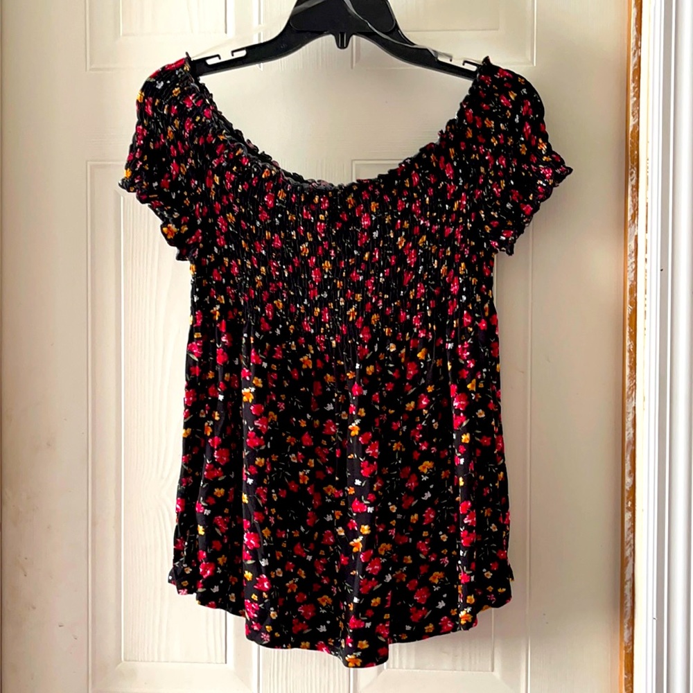 Off the shoulder flower print top